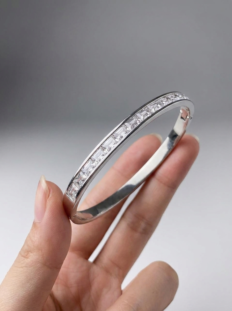 Silver Crystal Bangle